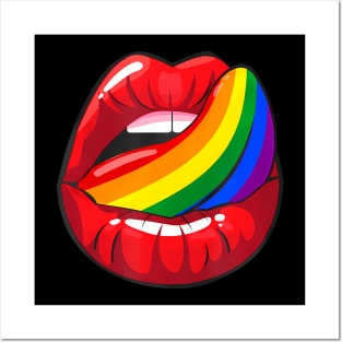 Lgbt Gay Lesbian Pride Sexy Lips Rainbow Posters and Art